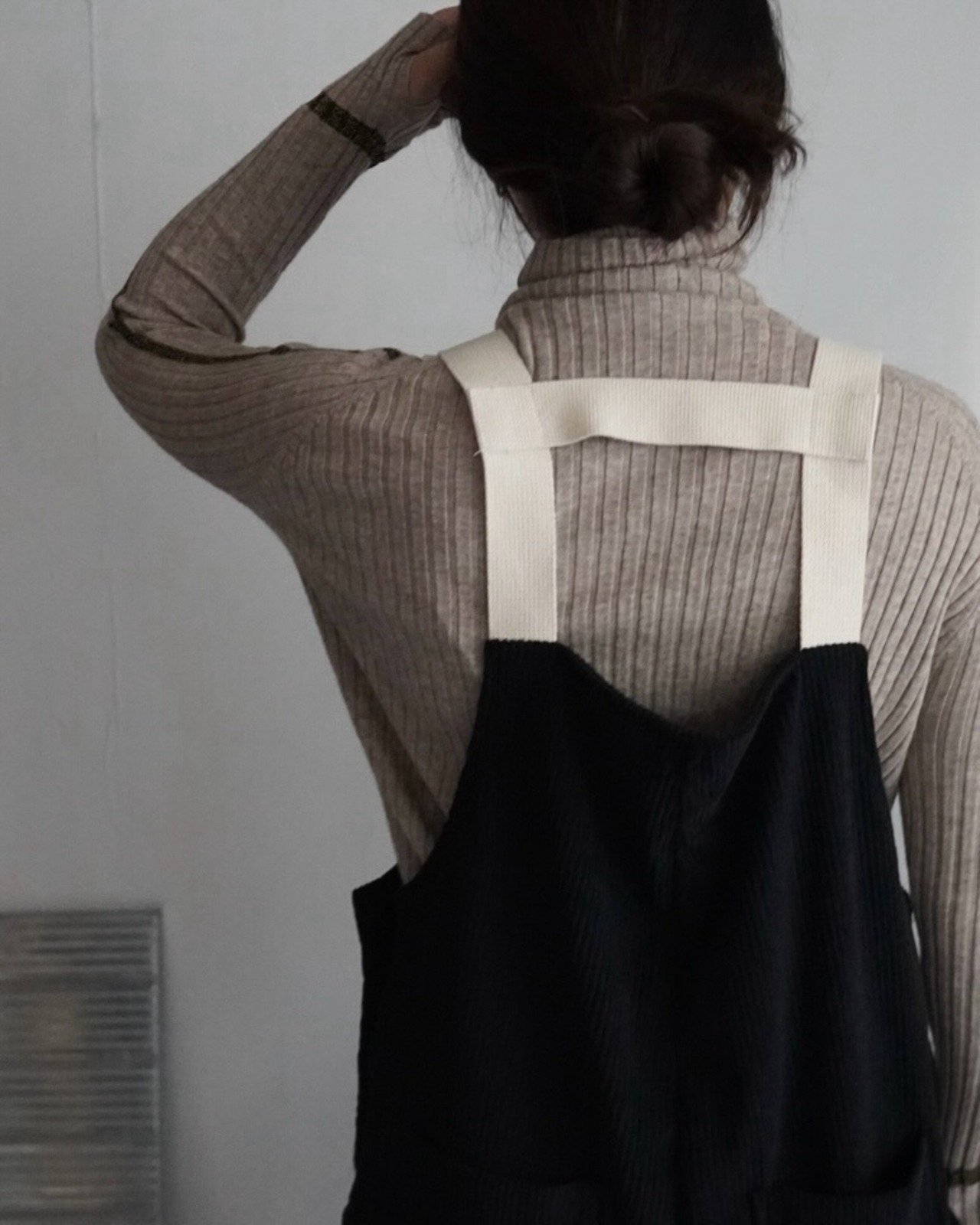 bi-color corduroy サロペット/Black