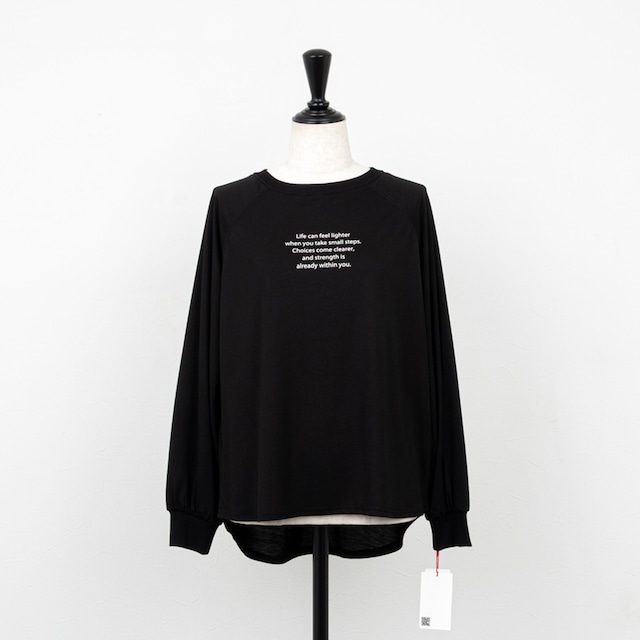 【Dignite collier／ディニテコリエ】袖リブバックラウンドヘムロゴTシャツ（ブラック）