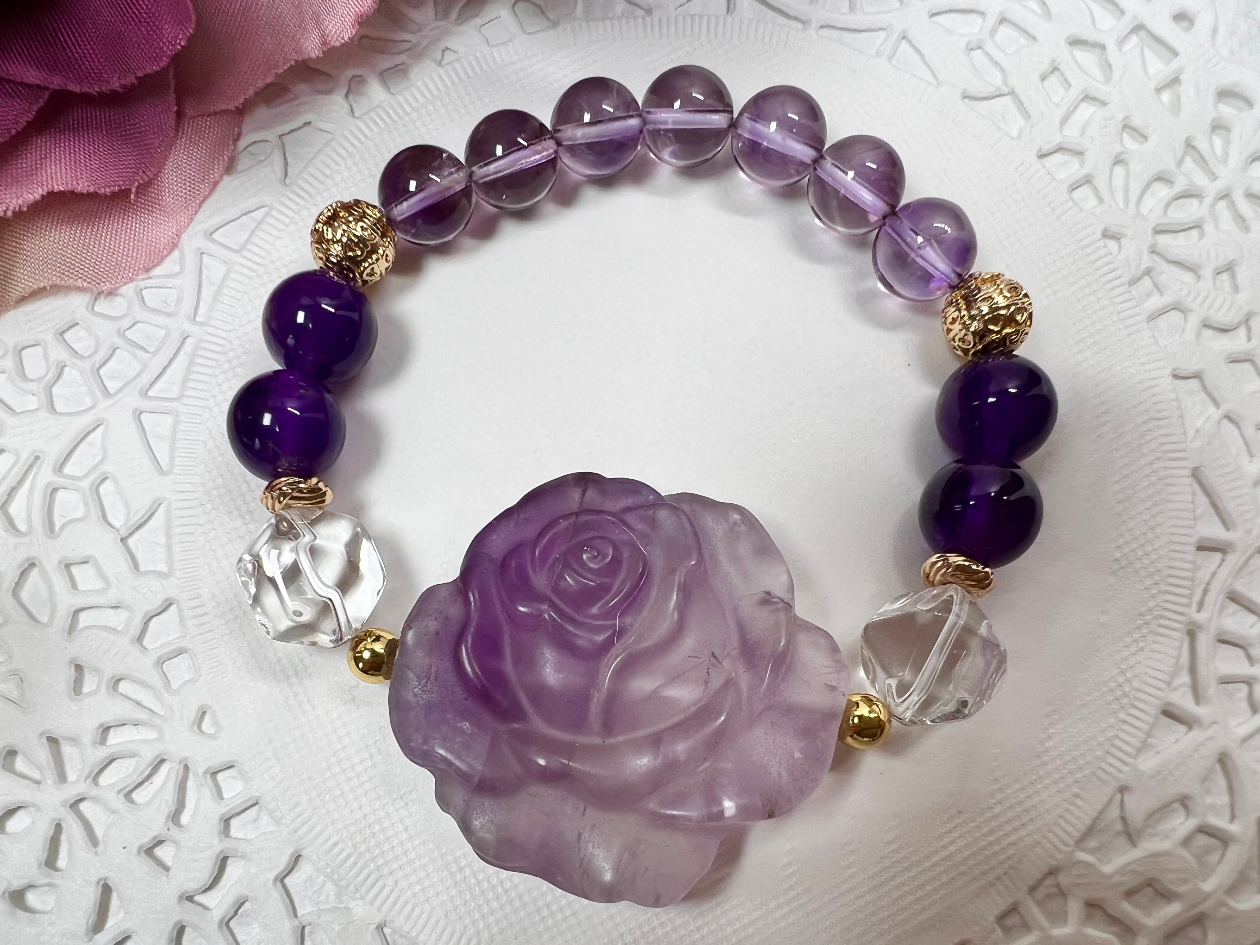 【アメジスト薔薇ブレスレット❁】◆送料無料◆天然石 パワーストーン