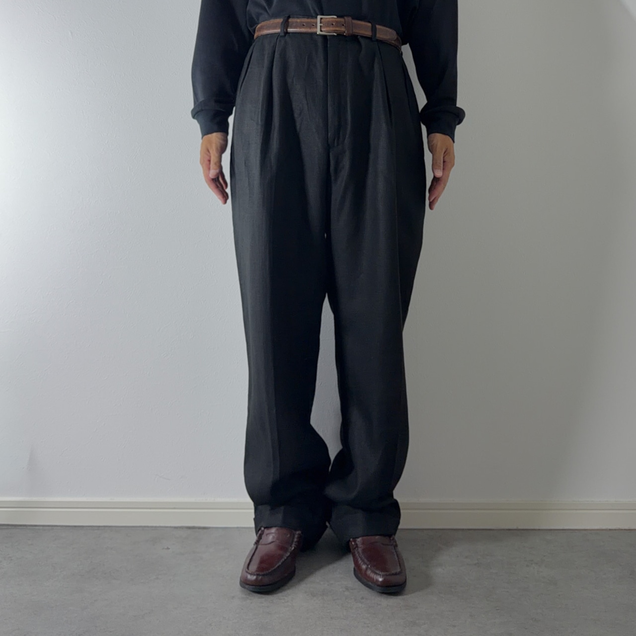 90s Polo by Ralph Lauren LINEN trousers "BLACK" [W36.5L32相当] 古着 - 12