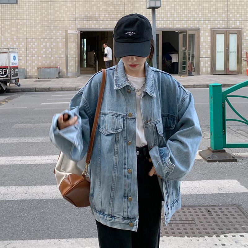 ジャケット ルーズスプリングオータムレッドスタンダード薄手 レトロ 春物 秋物 試着室36332049584