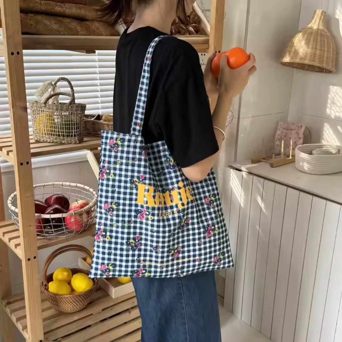 multi pattern tote bag