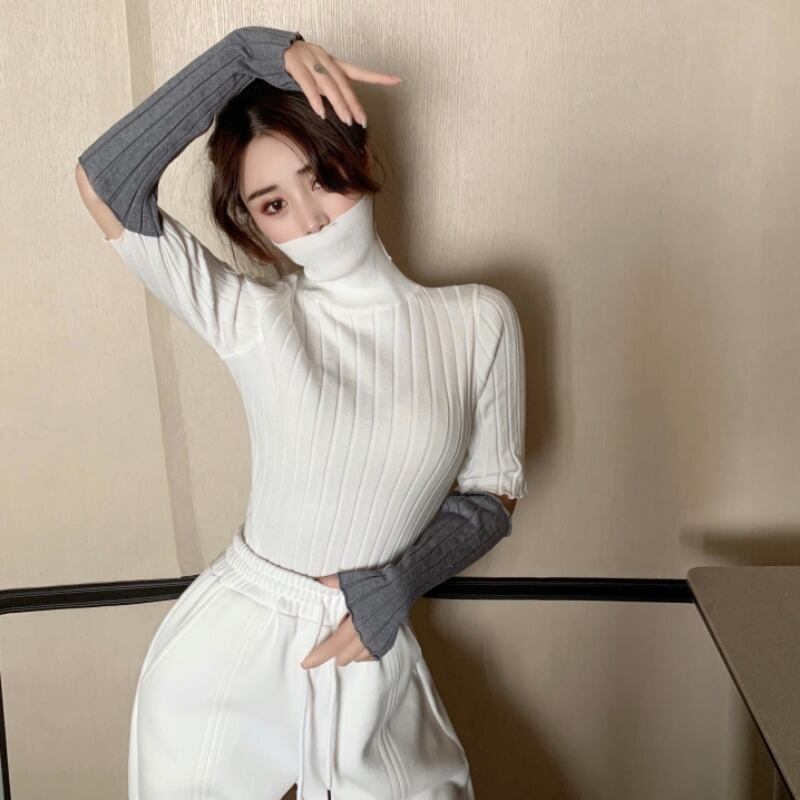 ニットセーター スリムプルオーバー トップス スプリングホワイトシャツ 春物 YY-ファッション8443078616