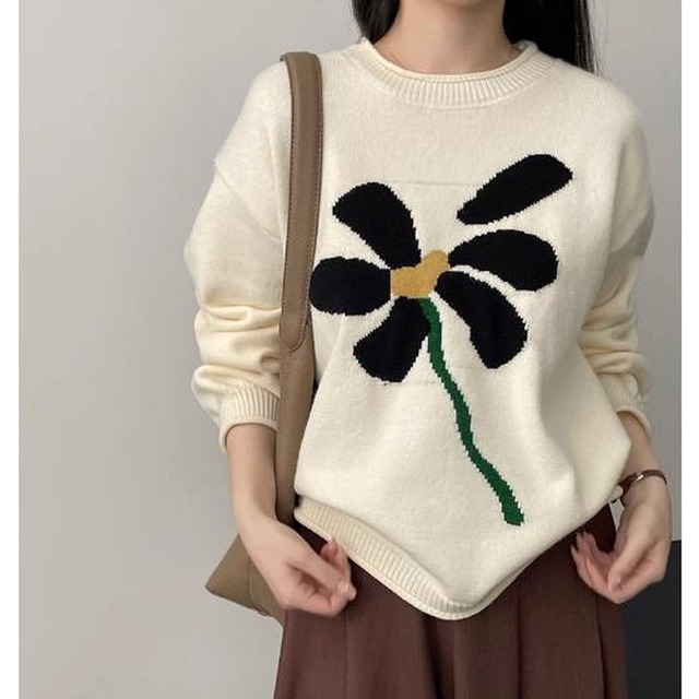 flower knit pullover N30157