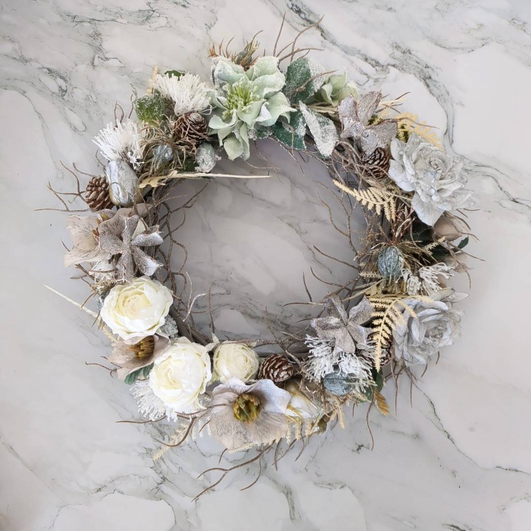 ハロウィンリースwhite｜アーティフィシャルフラワーのインテリア雑貨