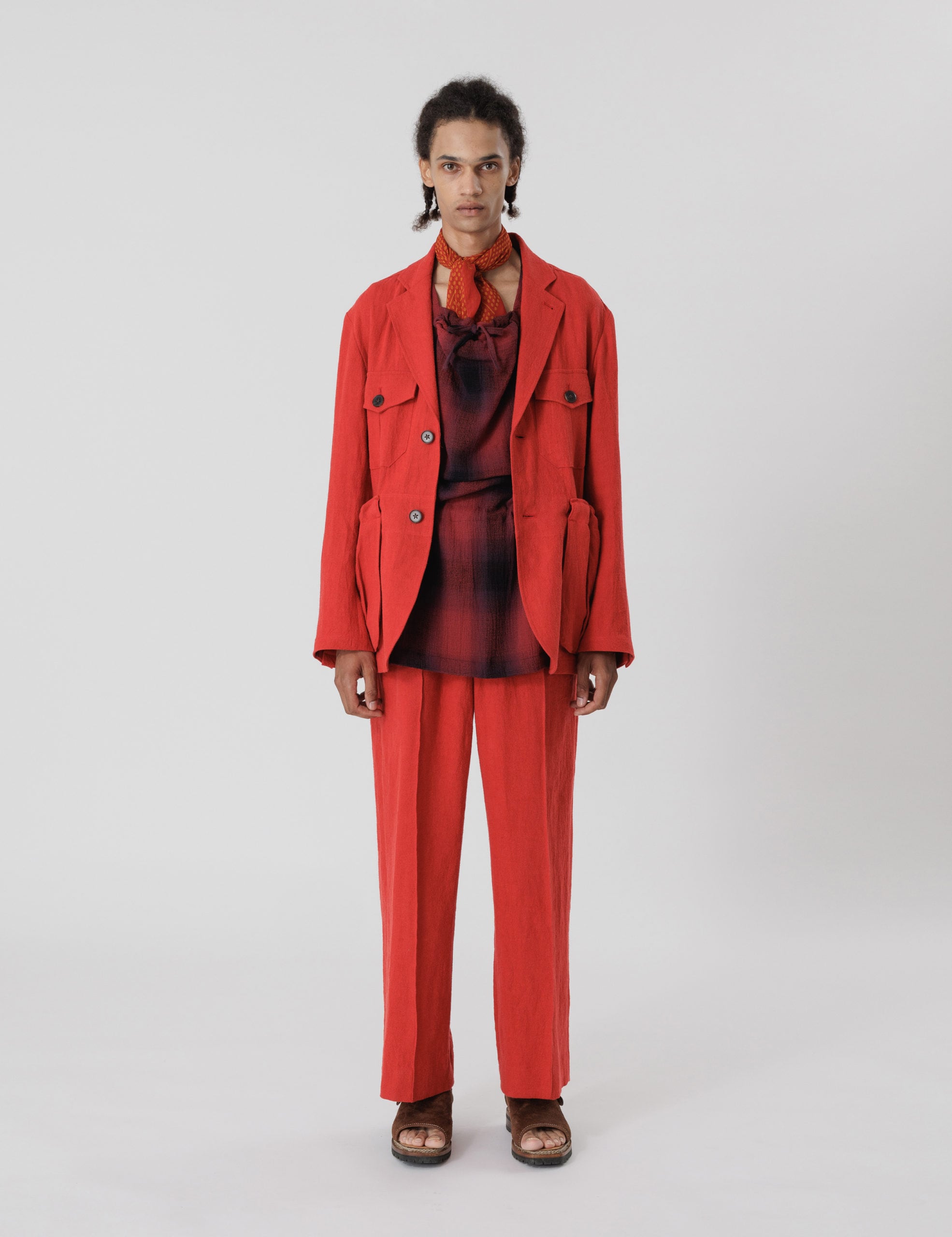 24SS】Sasquatchfabrix. DRAWSTRING COIN PK SLACKS(RED) 24SS-PA9-002