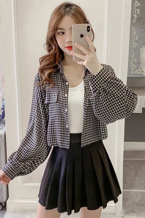 ウィンドウペンチェック ブラウス  AJ−3346-3419