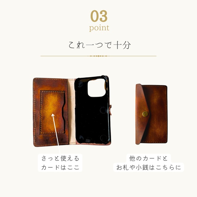 【81wind】【受注制作：全機種対応】トランク型 スマホケース手帳型 ミニ財布付き スマホショルダー 肩紐 付属 3点セット【2トーン】