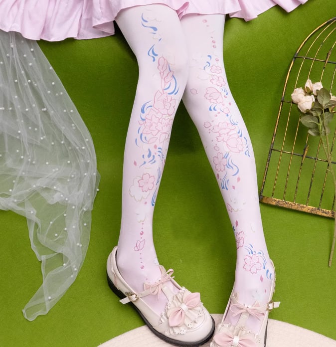 ロリータ Krad Lanrete ハートうさぎタイツ 甘ロリ 姫ロリ 秋冬 即納 現品限り】ロリータ服 Krad Lanrete ハートうさぎタイツ フリル