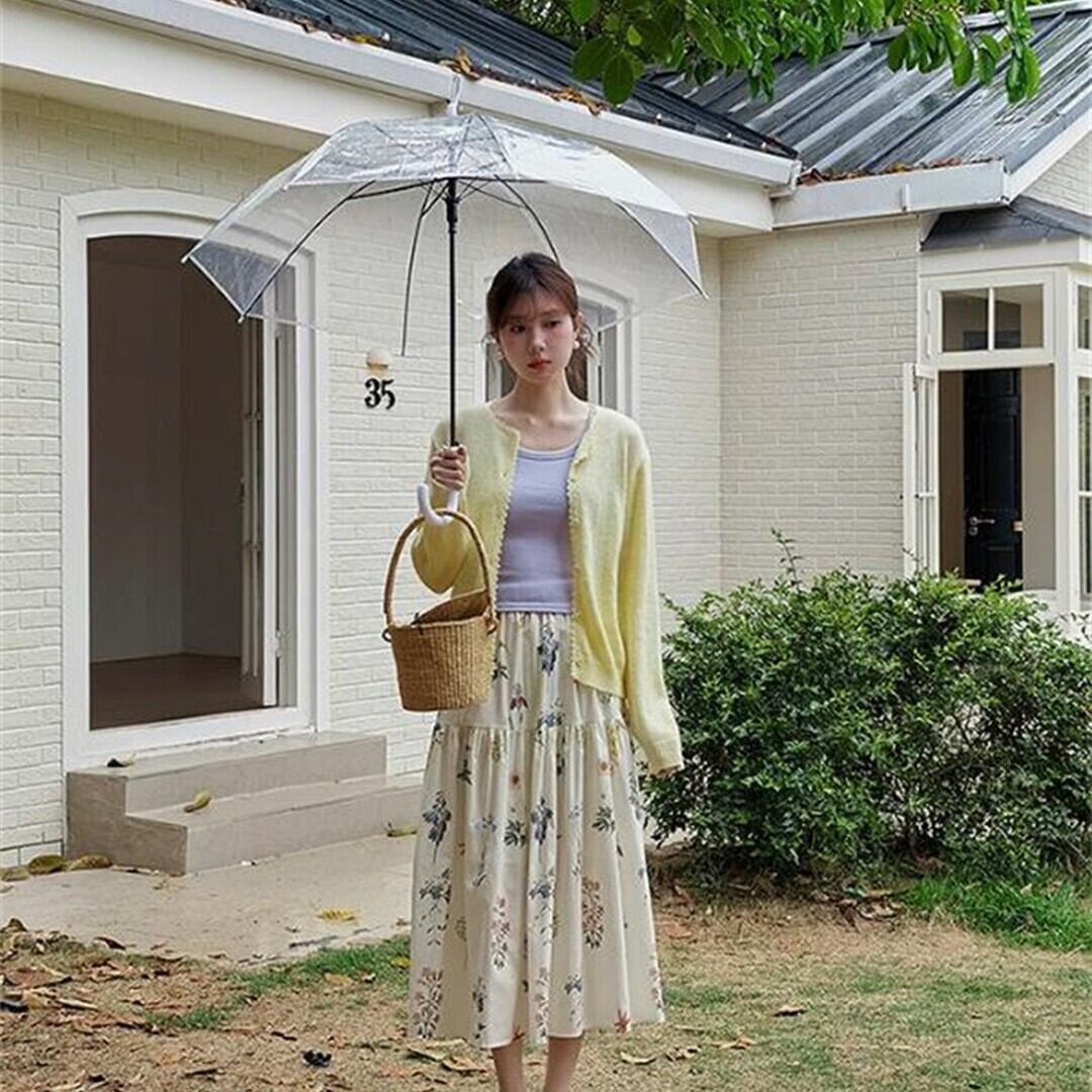 初夏 韓国風 大人可愛い ビンテージ プリーツAラインロングスカート