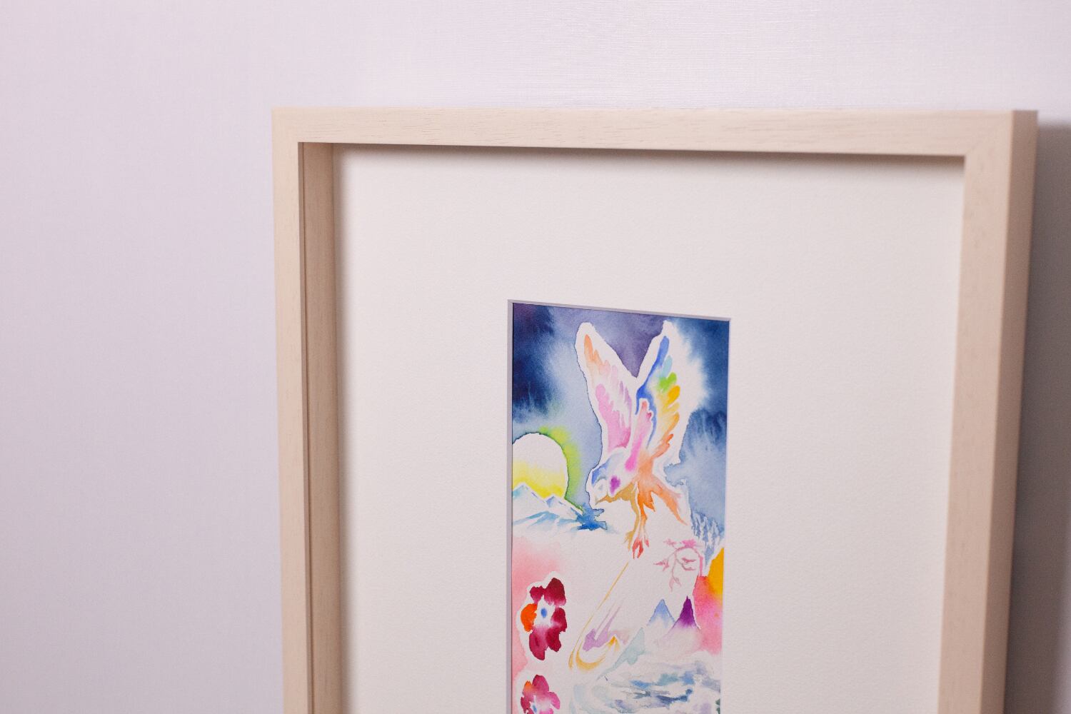 立川陽介作品/水彩画「鹿と梟」（額付） | VIVANT ART COLLECTION