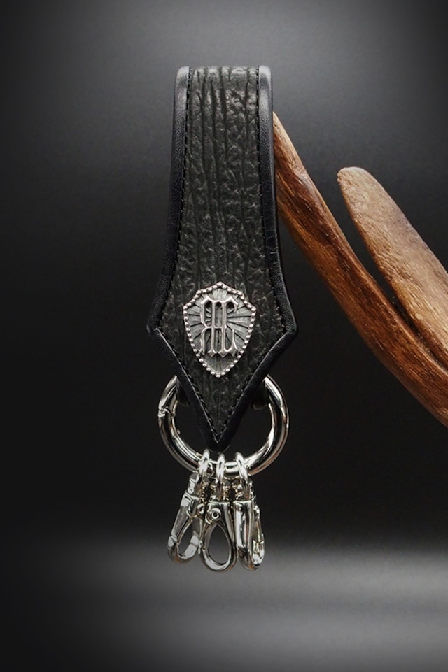 Item No.0438：Key ring/ Italian Leather/BLACK
