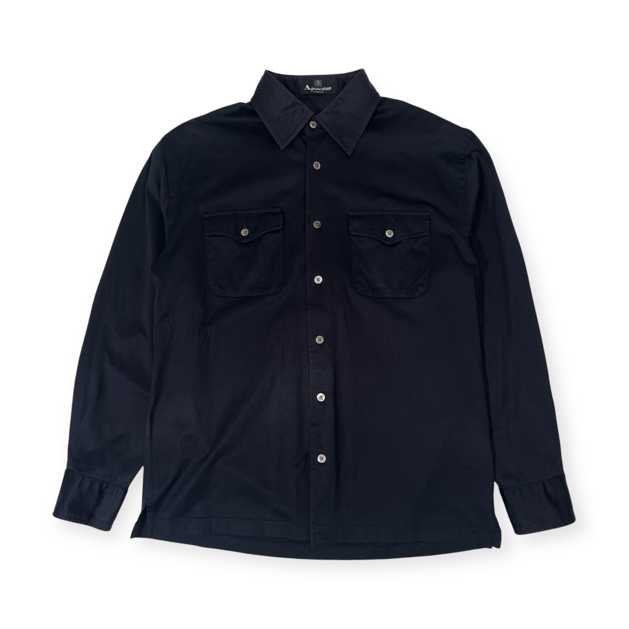 90s Aquascutum アクアスキュータム 長袖シャツ L/ブラック メンズ ビンテージ