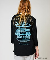 COOLAバスプリントラグランスリーブTシャツ (BLACK)　CQ-48025
