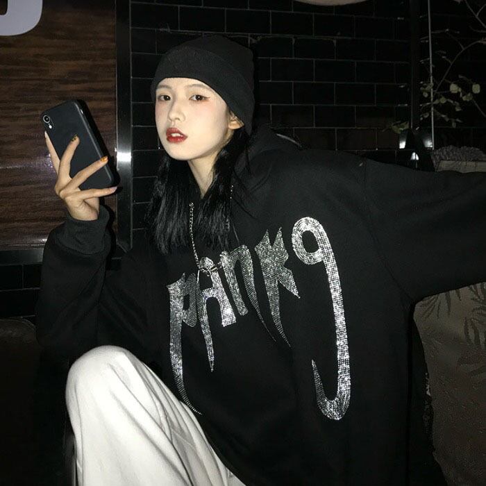 ダークルーズセーター レディースウィンタースタイルトップス フードジャケット ストリート 大きめサイズ 冬物 ケッペル33679810826