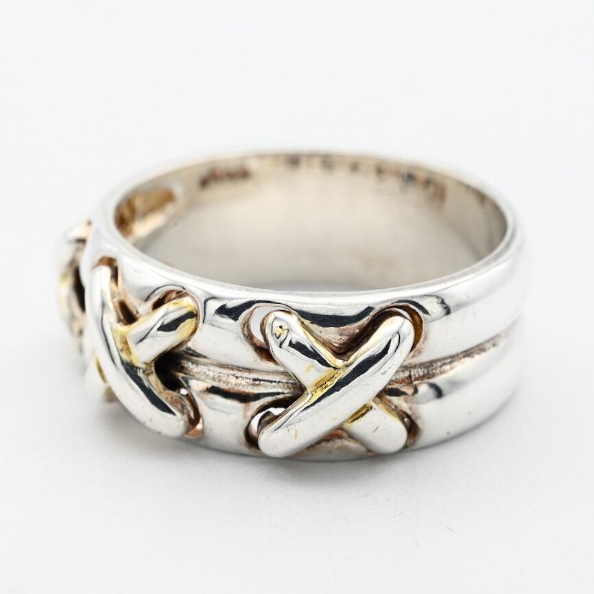 Cross Stitch Design Gold Wash Ring  #18.5 / Denmark