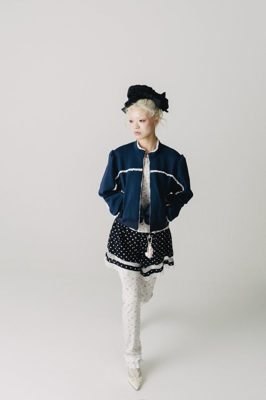 レイヤードレギンスフリルパンツ　BLACK