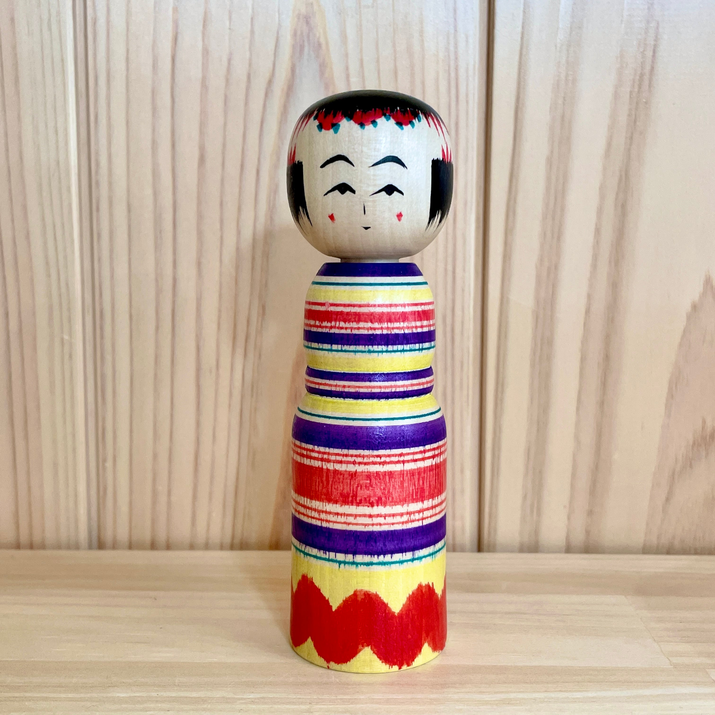 伝統こけし 鳴子系 伝統こけし こけし 墨 九寸 約27cm こけしの岡仁 岡崎 靖男作