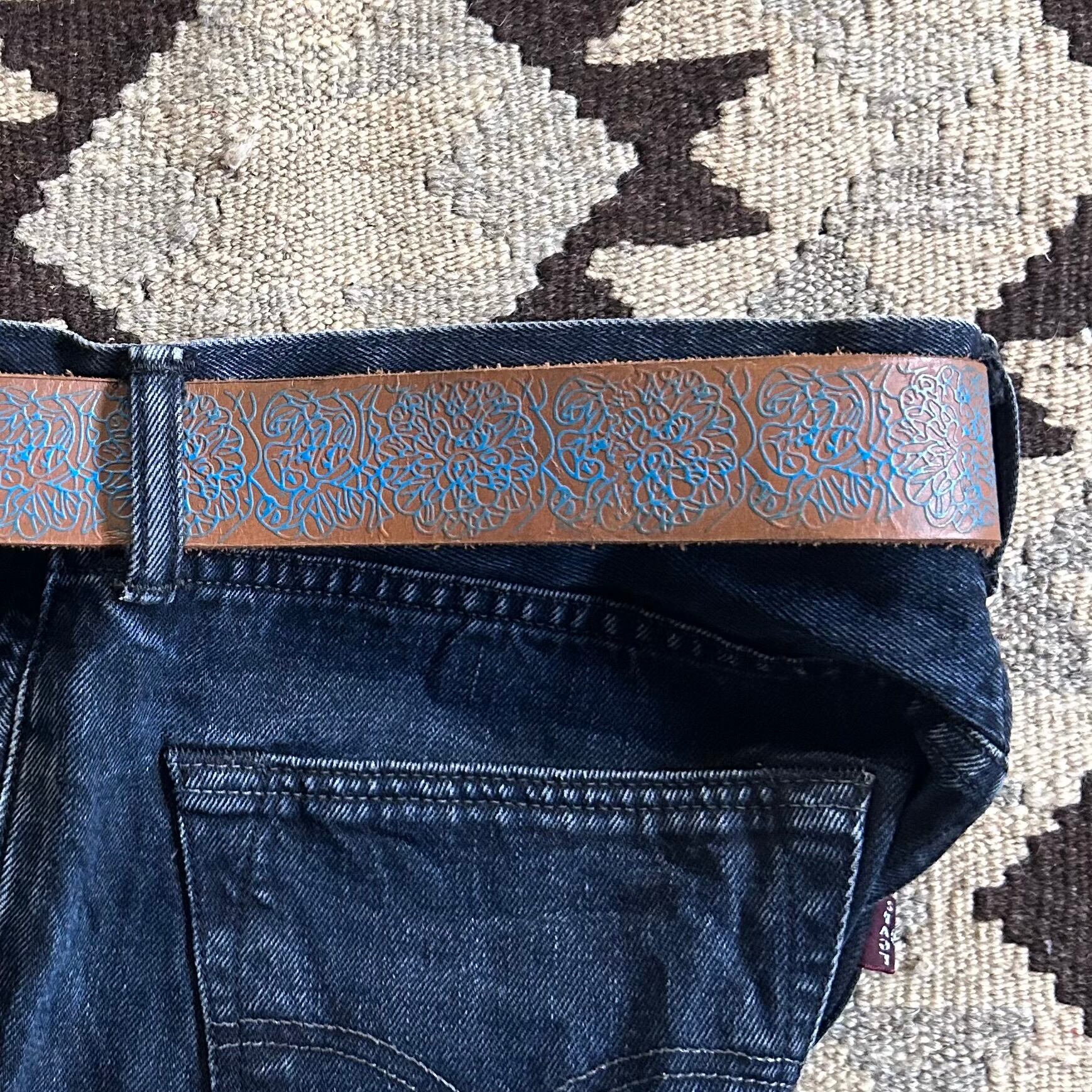 Men's Leather Belt メンズ レザーベルト ヒッピー paint ペイント 505137 kapre