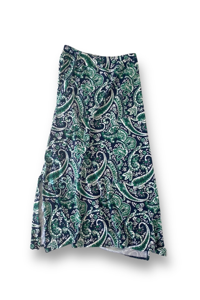 Paisley pattern side slit skirt