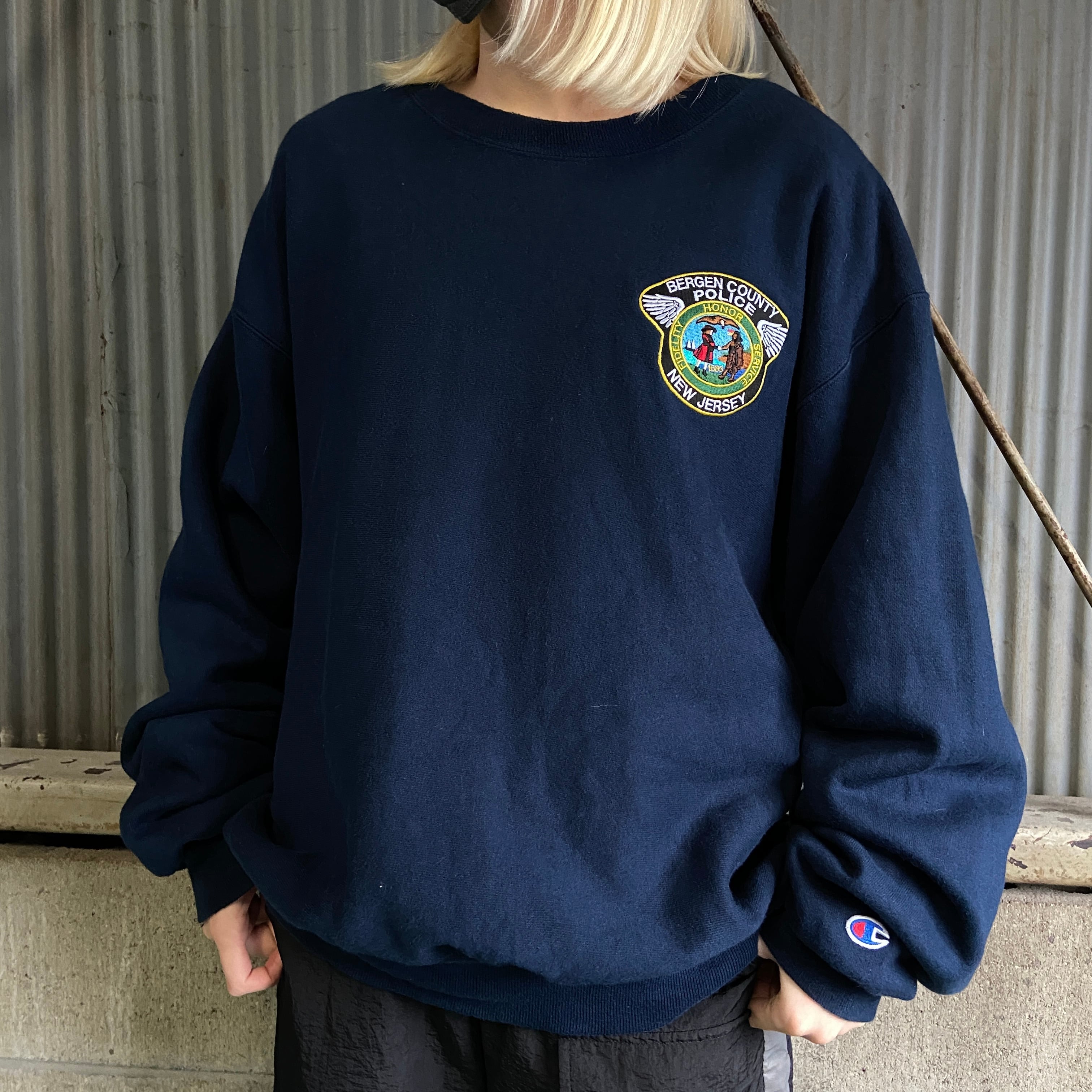 00年代 Champion チャンピオン POLICE ロゴ刺繍 ワッペン プレミアム