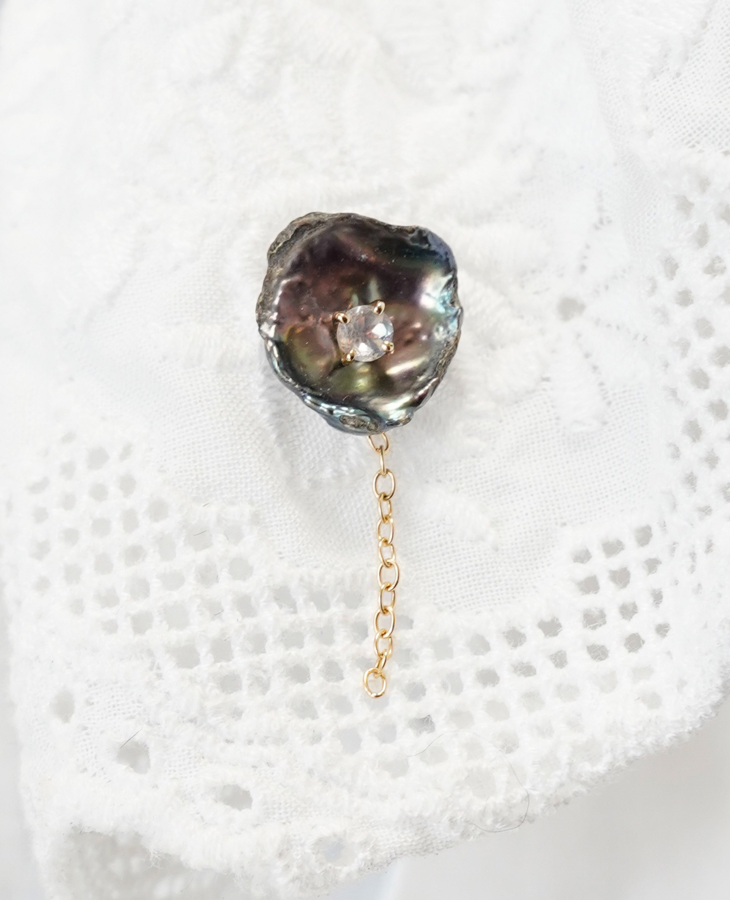 (K10・K18)Birthstone pierced 6月-BlueMoonStone-