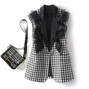 チェックフリルジレ　24027