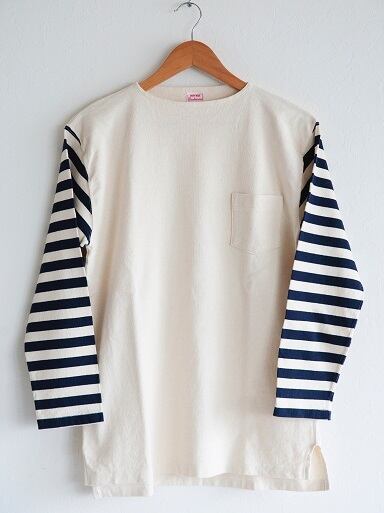 CUSHMAN(クッシュマン)~BORDER SLEEVE BOATNECK TEE WHITE~