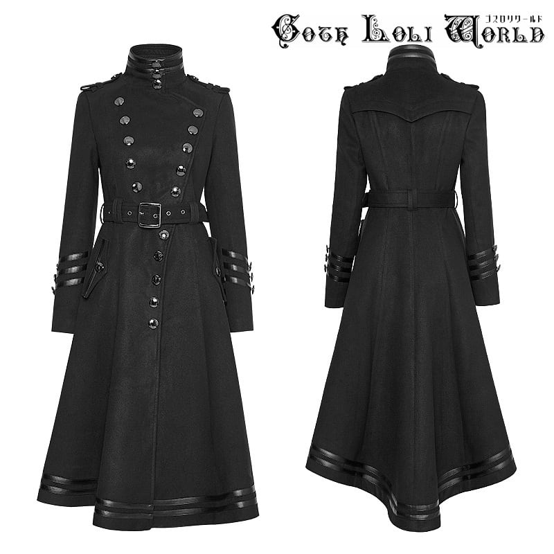 即納/送料無料】 Y-766BK 軍服風ラインデザインミリタリー ロング