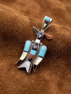 【ZUNI】Inlay Bird PENDANT TOP/ Lynette Laiwakete