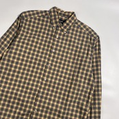 Eddie Bauer エディーバウアー チェック柄 BD ボタンダウン 長袖シャツ M /うすイエロー・ネイビー系 メンズ アウトドア