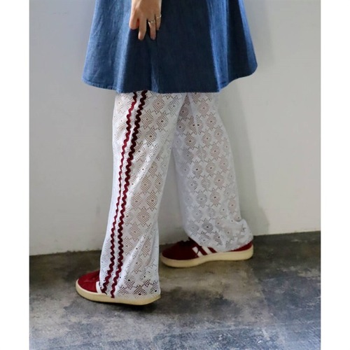 20%off KIVISDOU なみなみサイドラインレースパンツ　サックス