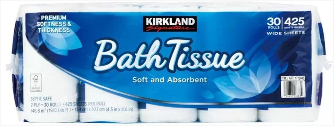 【コストコ】プレミアム KIRKLAND シグネチャー トイレットペーパー(バスティッシュ) ダブルロール 42.9m×30ロール入り