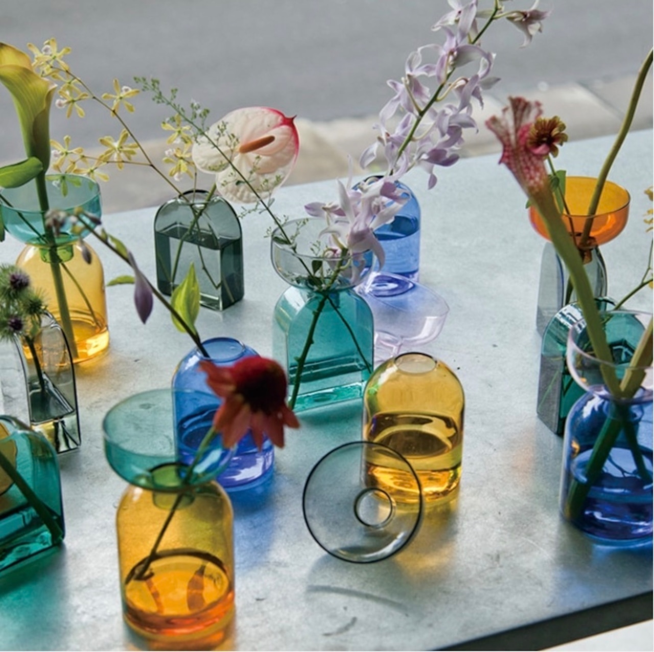 TWO TONE VASE(スクエア) グレー×グリーン