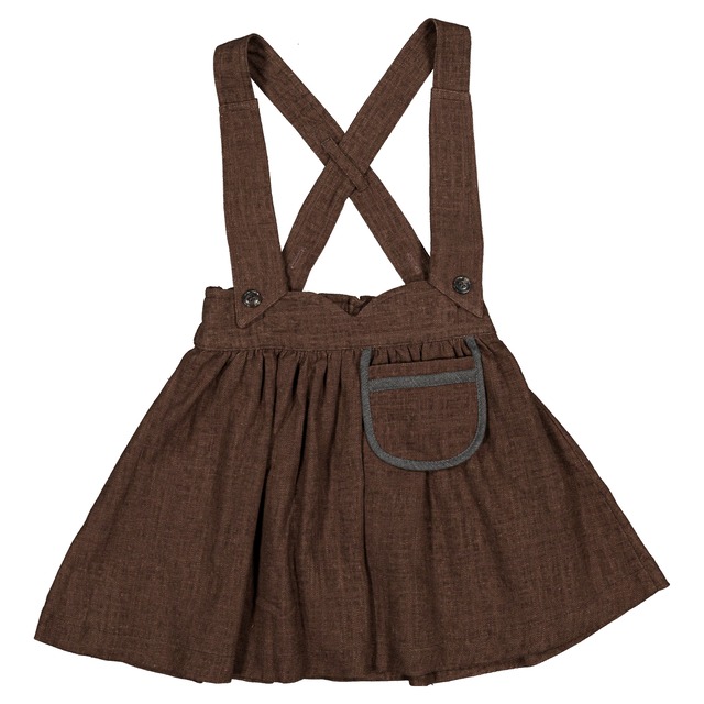 ご予約【MaisonMarelle】送料無料Skirt TOURNON with straps- brown linen