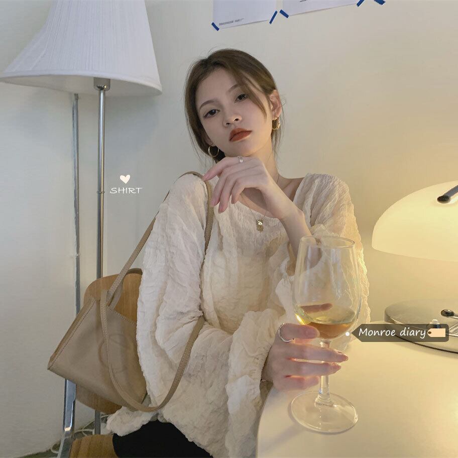 プリーツシャツ 薄手サマールーズ ロング 夏物 モンロー15929001735