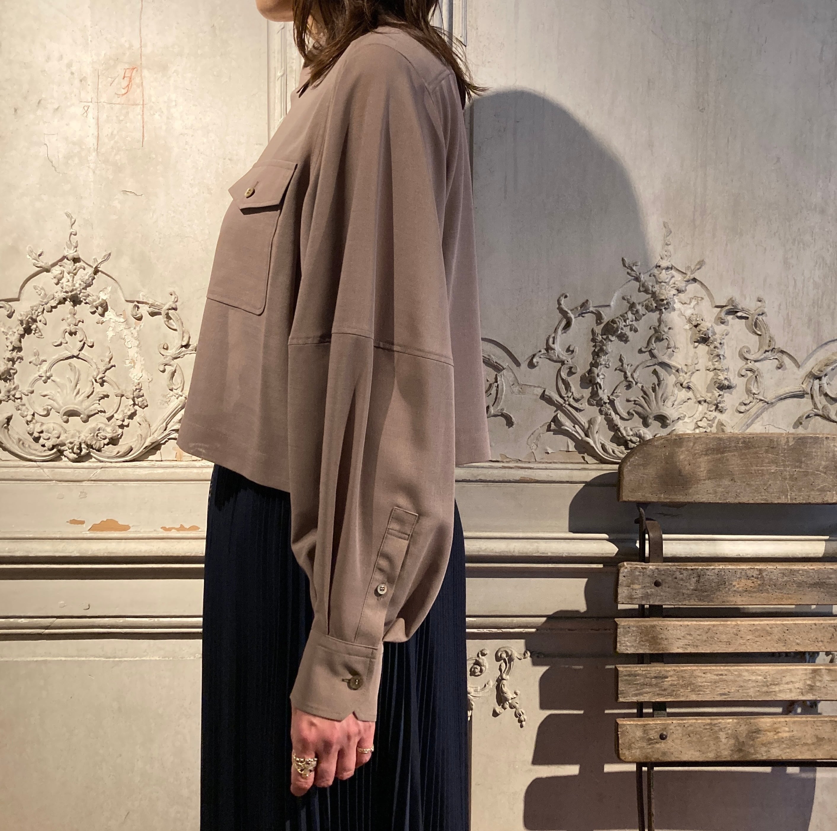 HYKE【ハイク】 T/W VOILE BALLOON SLEEVE CROPPED SHIRT (15257