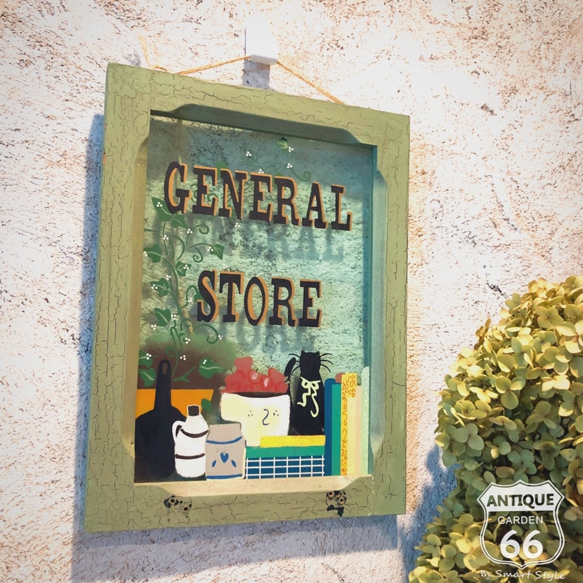 GENERAL STORE 木製枠 ガラスペイント 壁掛け ハンドペイント ウォール