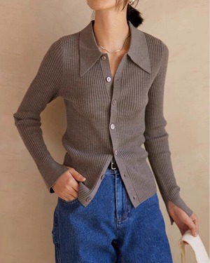 スリムフィットリブカーディガン 3color A0534