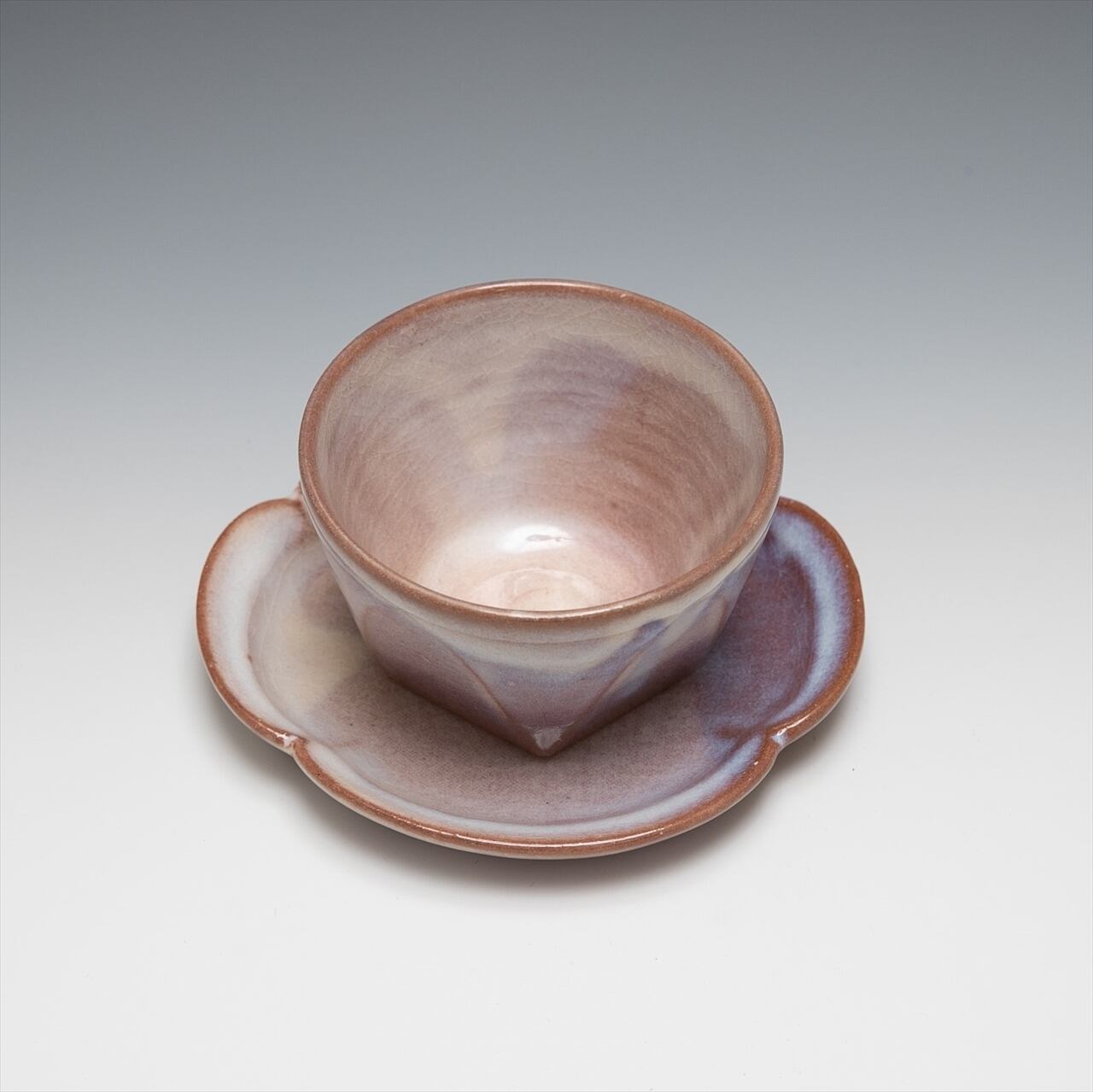 面取碗皿(粉引紫) | 萩のうつわ
