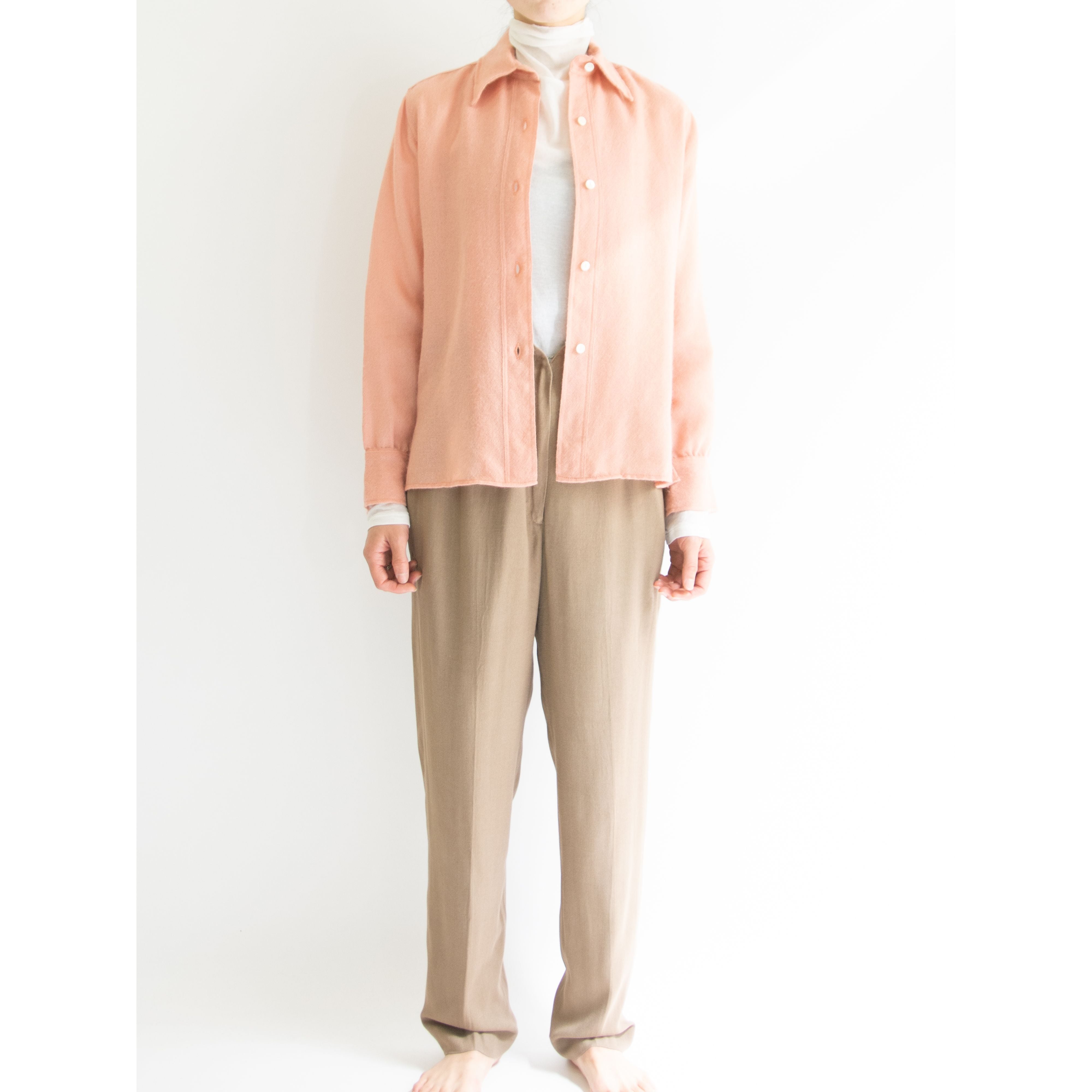 【DONALD DAVIES】Made in Ireland 70-80's 100% Wool Woven Shirt(アイルランド製 ウールシャツ ブラウス)