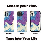 受注生産 iPhoneケース パープルとブルーの流線マーブル｜紙マーブリング MARB016A