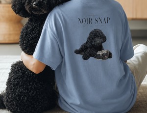 Black Poodle Snapshot Blue Tee