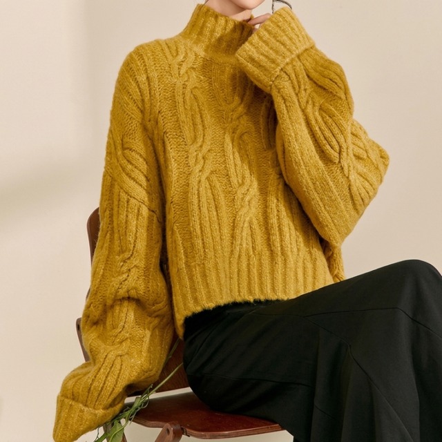 Sunlit Gold Cable Knit Sweater　S0130