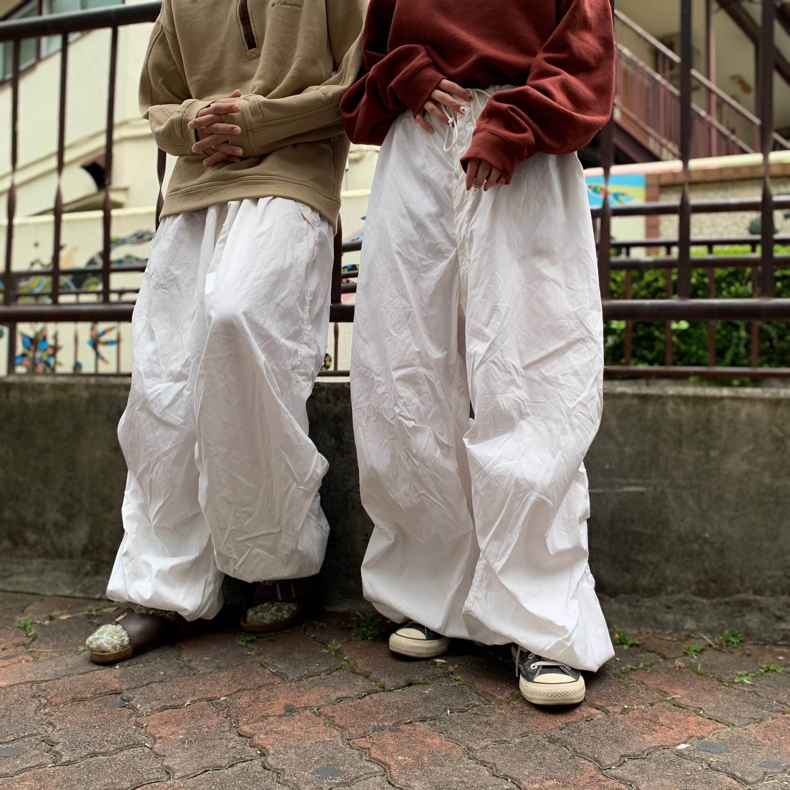 スノーカモパンツ スノーカモ ワークパンツ 韓国 白 ユニセックス ワイドパンツ