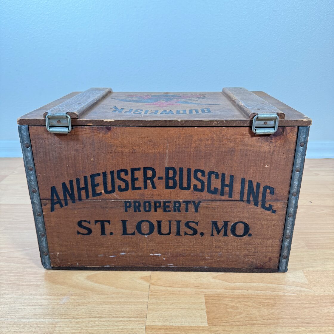 1171 ビンテージ 木箱 BUDWEISER バドワイザー ウッドボックス 蓋付き 