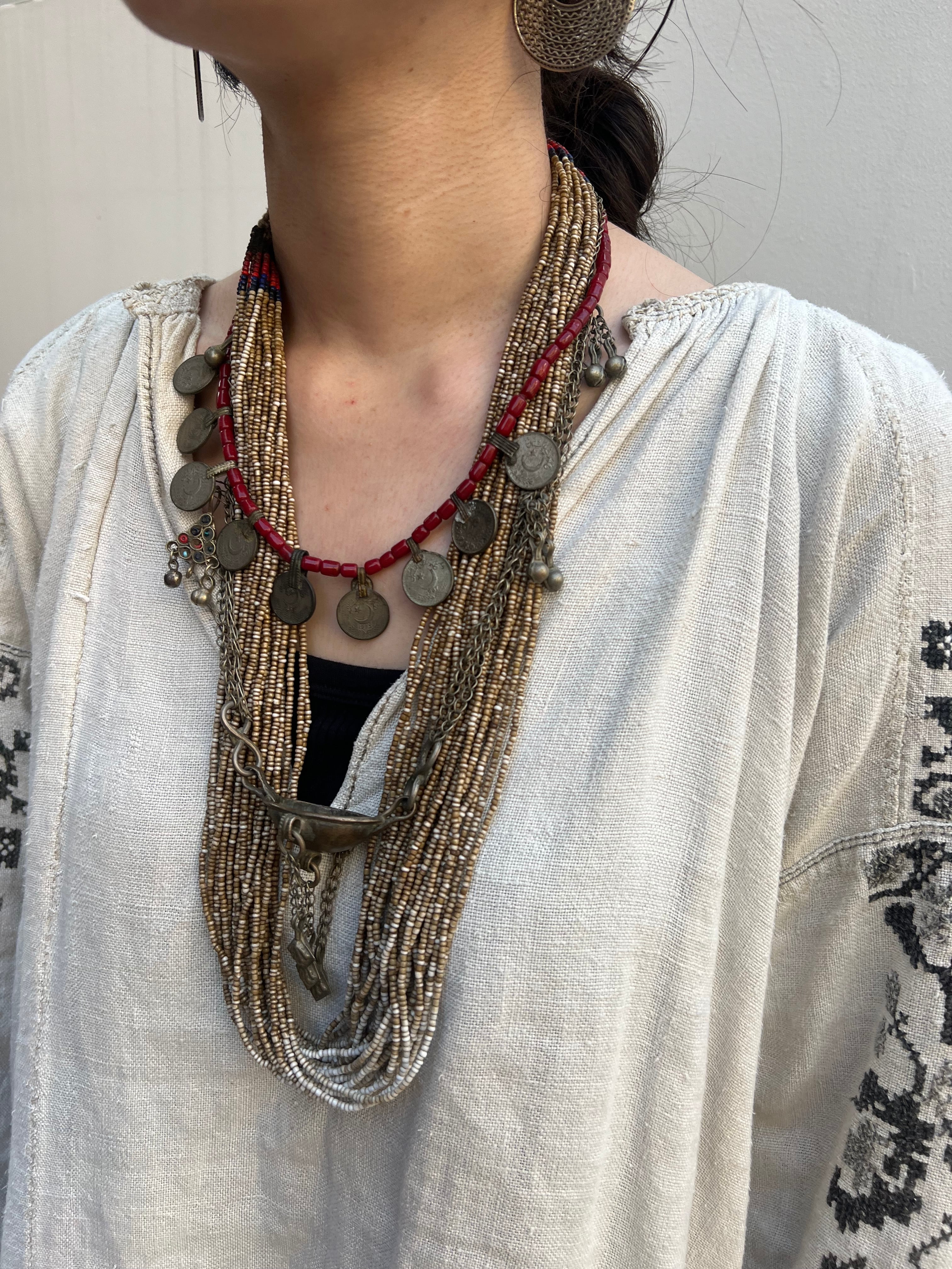 Vintage NAGA beads × shell Necklace ( ヴィンテージ ナガ族 ビーズ