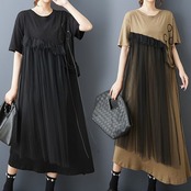 チュール切替 アシメトリー ワンピース 30203