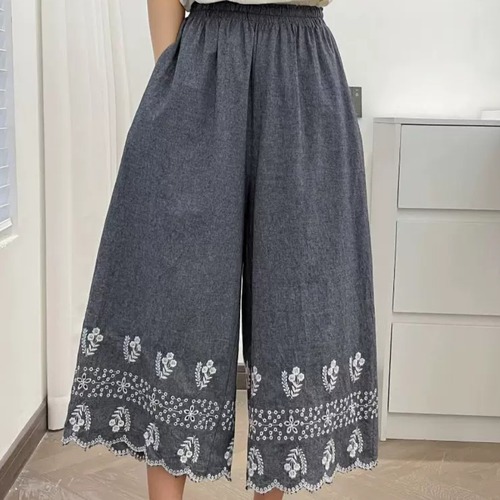 2色／カットワーク刺繍ワイドパンツ ・12148