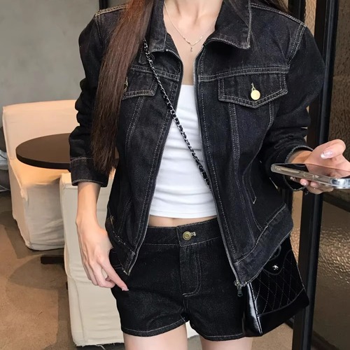 【2点セット】ジップアップデニムジャケット＋ショーパン ・12050